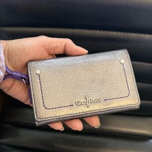 Cole Haan Wallet /Wristlet Metallic Silver & Purple